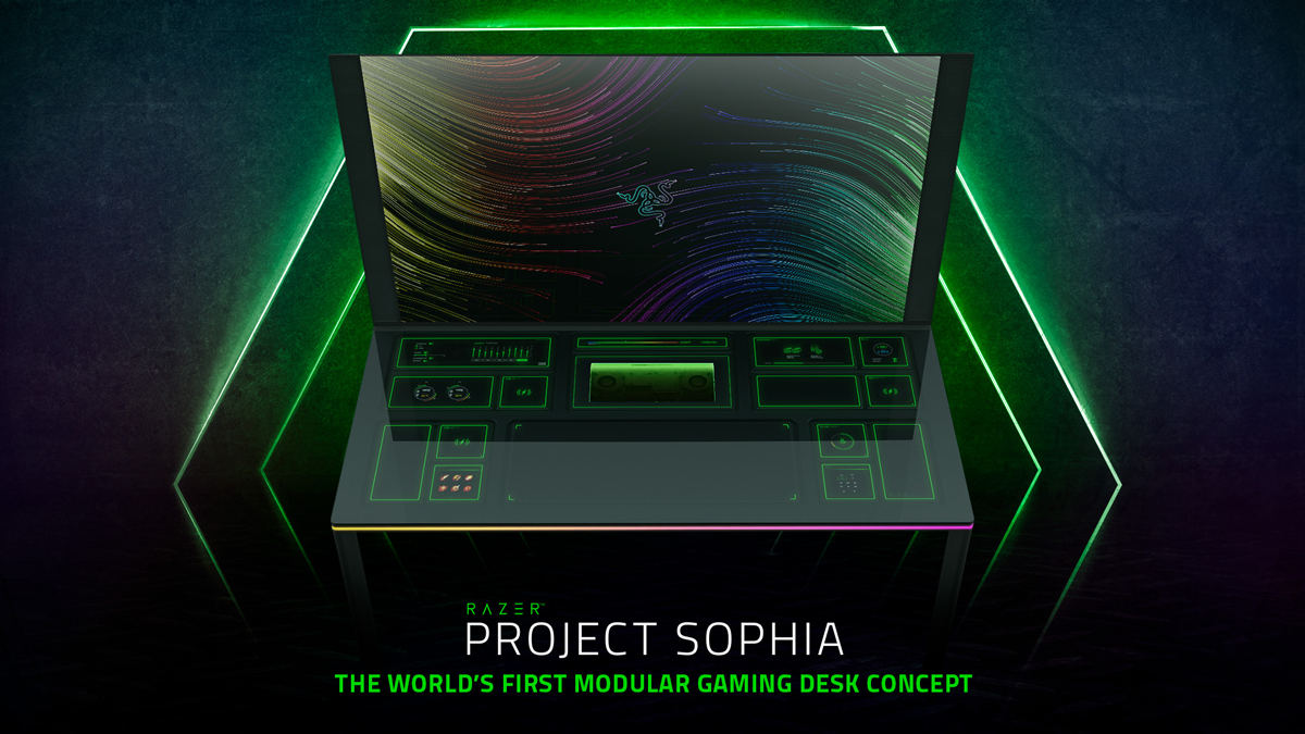 PC Gaming Concept - an Ultrawide Screen with the Razer Logo on As